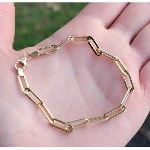14K Gold Paper Clip Bracelet